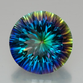 18.13 ct Multicolor Mystic Quartz Gemstone, Mystic Quartz Gem in Round Concave Cut Shape for Sale.
