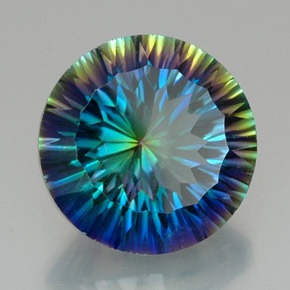 18.13 ct Multicolor Mystic Quartz Stone, Natural Mystic Quartz in Round Concave Cut Shape for Sale