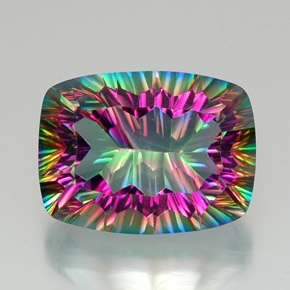 21.80 ct Multicolor Mystic Quartz Gemstone, Mystic Quartz Gem in Cushion Concave Cut Shape for Sale.
