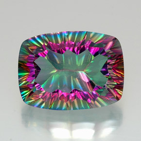 20.45 ct Multicolor Mystic Quartz Gemstone, Mystic Quartz Gem in Cushion Concave Cut Shape for Sale.