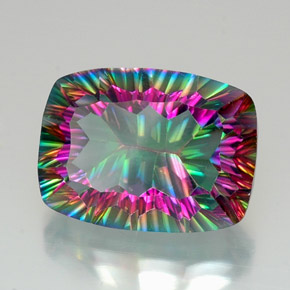 20.45 ct Multicolor Mystic Quartz Stone, Natural Mystic Quartz in Cushion Concave Cut Shape for Sale