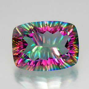 20.96 ct Multicolor Mystic Quartz Gemstone, Mystic Quartz Gem in Cushion Concave Cut Shape for Sale.