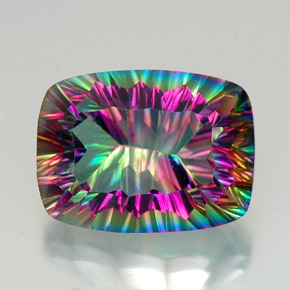 20.69 ct Multicolor Mystic Quartz Gemstone, Mystic Quartz Gem in Cushion Concave Cut Shape for Sale.
