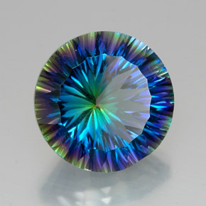 18.31 ct Multicolor Mystic Quartz Stone, Natural Mystic Quartz in Round Concave Cut Shape for Sale