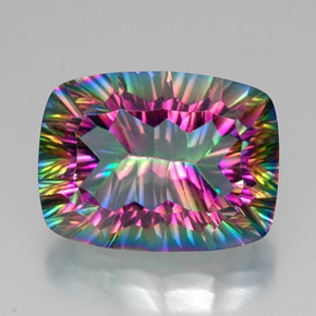 20.44 ct Multicolor Mystic Quartz Gemstone, Mystic Quartz Gem in Cushion Concave Cut Shape for Sale.