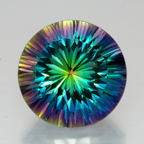 19.88 ct Multicolor Mystic Quartz Gemstone, Mystic Quartz Gem in Round Concave Cut Shape for Sale.