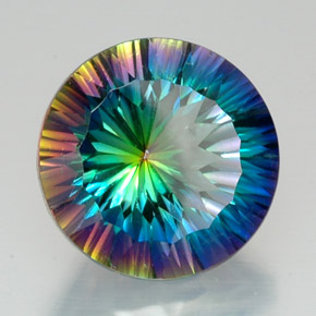 19.88 ct Multicolor Mystic Quartz Stone, Natural Mystic Quartz in Round Concave Cut Shape for Sale