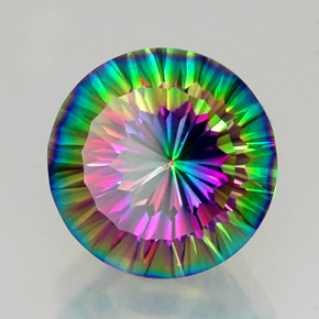 11.85 ct Multicolor Mystic Quartz Stone, Natural Mystic Quartz in Round Concave Cut Shape for Sale