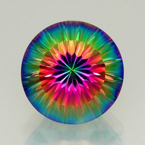11.95 ct Multicolor Mystic Quartz Gemstone, Mystic Quartz Gem in Round Concave Cut Shape for Sale.