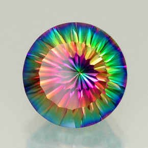 11.95 ct Multicolor Mystic Quartz Stone, Natural Mystic Quartz in Round Concave Cut Shape for Sale
