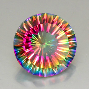 10.80 ct Multicolor Mystic Quartz Stone, Natural Mystic Quartz in Round Concave Cut Shape for Sale