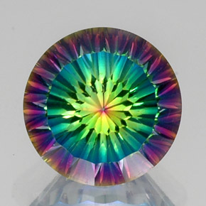 10.84 ct Multicolor Mystic Quartz Gemstone, Mystic Quartz Gem in Round Concave Cut Shape for Sale.