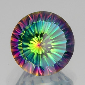 10.84 ct Multicolor Mystic Quartz Stone, Natural Mystic Quartz in Round Concave Cut Shape for Sale