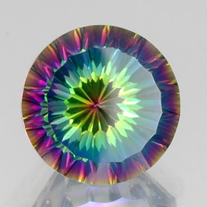 10.52 ct Multicolor Mystic Quartz Stone, Natural Mystic Quartz in Round Concave Cut Shape for Sale
