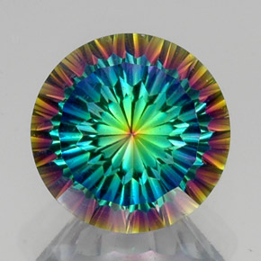 10.43 ct Multicolor Mystic Quartz Gemstone, Mystic Quartz Gem in Round Concave Cut Shape for Sale.
