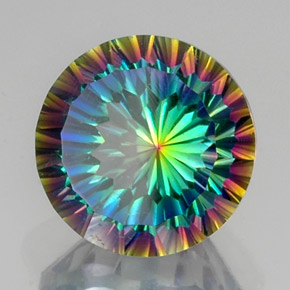 10.43 ct Multicolor Mystic Quartz Stone, Natural Mystic Quartz in Round Concave Cut Shape for Sale