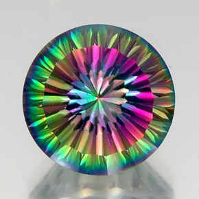 11.99 ct Multicolor Mystic Quartz Gemstone, Mystic Quartz Gem in Round Concave Cut Shape for Sale.