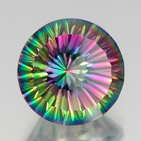 11.99 ct Multicolor Mystic Quartz Stone, Natural Mystic Quartz in Round Concave Cut Shape for Sale
