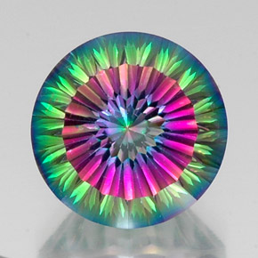 12.29 ct Multicolor Mystic Quartz Gemstone, Mystic Quartz Gem in Round Concave Cut Shape for Sale.