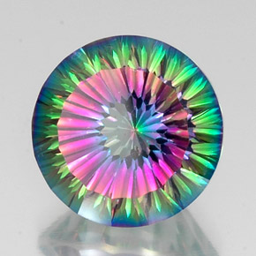 12.29 ct Multicolor Mystic Quartz Stone, Natural Mystic Quartz in Round Concave Cut Shape for Sale