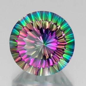 12.06 ct Multicolor Mystic Quartz Stone, Natural Mystic Quartz in Round Concave Cut Shape for Sale
