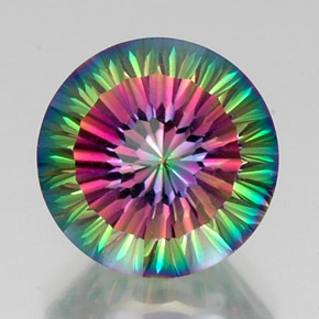 12.24 ct Multicolor Mystic Quartz Gemstone, Mystic Quartz Gem in Round Concave Cut Shape for Sale.