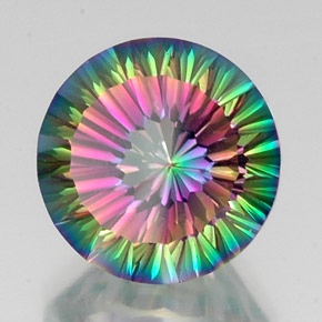 12.24 ct Multicolor Mystic Quartz Stone, Natural Mystic Quartz in Round Concave Cut Shape for Sale