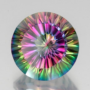 12.24 ct Multicolor Mystic Quartz Stone, Natural Mystic Quartz in Round Concave Cut Shape for Sale