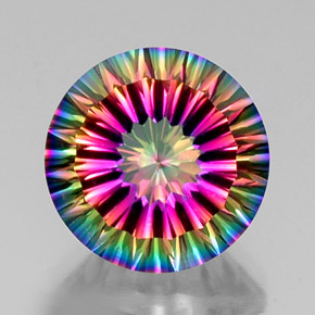 11.36 ct Multicolor Mystic Quartz Gemstone, Mystic Quartz Gem in Round Concave Cut Shape for Sale.