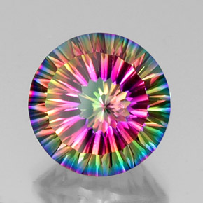 11.36 ct Multicolor Mystic Quartz Stone, Natural Mystic Quartz in Round Concave Cut Shape for Sale