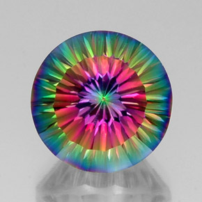 12.43 ct Multicolor Mystic Quartz Gemstone, Mystic Quartz Gem in Round Concave Cut Shape for Sale.