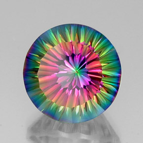 12.43 ct Multicolor Mystic Quartz Stone, Natural Mystic Quartz in Round Concave Cut Shape for Sale