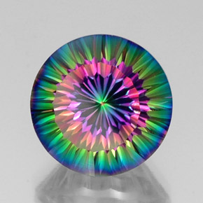 12.34 ct Multicolor Mystic Quartz Stone, Natural Mystic Quartz in Round Concave Cut Shape for Sale