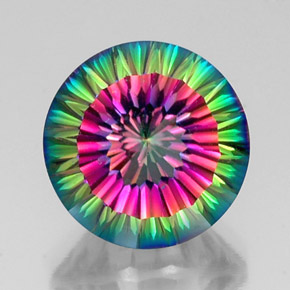 12.40 ct Multicolor Mystic Quartz Gemstone, Mystic Quartz Gem in Round Concave Cut Shape for Sale.