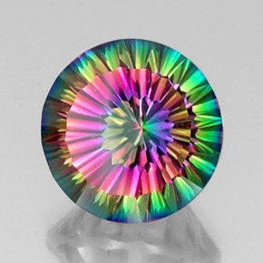 12.40 ct Multicolor Mystic Quartz Stone, Natural Mystic Quartz in Round Concave Cut Shape for Sale