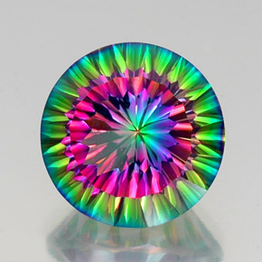 11.95 ct Multicolor Mystic Quartz Gemstone, Mystic Quartz Gem in Round Concave Cut Shape for Sale.