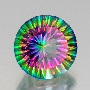 11.95 ct Multicolor Mystic Quartz Stone, Natural Mystic Quartz in Round Concave Cut Shape for Sale