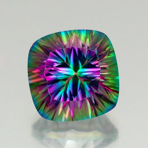 17.83 ct Multicolor Mystic Quartz Gemstone, Mystic Quartz Gem in Cushion Concave Cut Shape for Sale.
