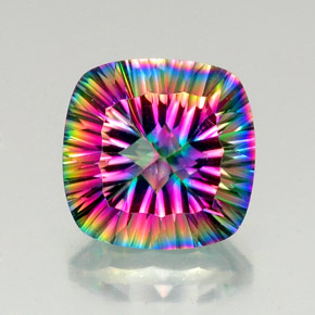 15.15 ct Multicolor Mystic Quartz Gemstone, Mystic Quartz Gem in Cushion Concave Cut Shape for Sale.