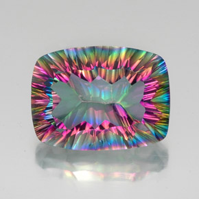 18.41 ct Multicolor Mystic Quartz Gemstone, Mystic Quartz Gem in Cushion Concave Cut Shape for Sale.