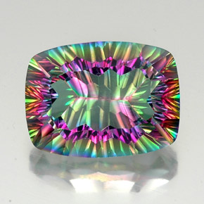 19.07 ct Multicolor Mystic Quartz Gemstone, Mystic Quartz Gem in Cushion Concave Cut Shape for Sale.