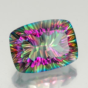 21.31 ct Multicolor Mystic Quartz Stone, Natural Mystic Quartz in Cushion Concave Cut Shape for Sale