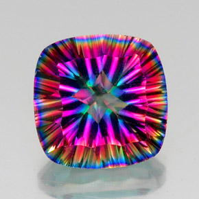 14.38 ct Multicolor Mystic Quartz Gemstone, Mystic Quartz Gem in Cushion Concave Cut Shape for Sale.