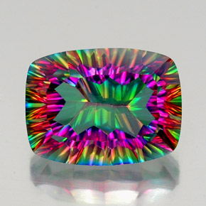 20.26 ct Multicolor Mystic Quartz Gemstone, Mystic Quartz Gem in Cushion Concave Cut Shape for Sale.