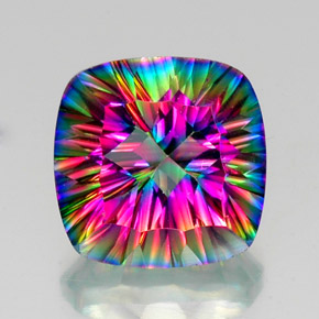 15.32 ct Multicolor Mystic Quartz Gemstone, Mystic Quartz Gem in Cushion Concave Cut Shape for Sale.