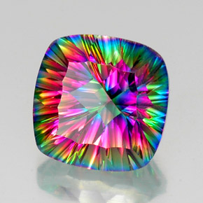 15.32 ct Multicolor Mystic Quartz Stone, Natural Mystic Quartz in Cushion Concave Cut Shape for Sale