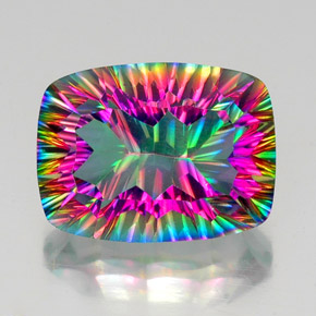 20.15 ct Multicolor Mystic Quartz Gemstone, Mystic Quartz Gem in Cushion Concave Cut Shape for Sale.