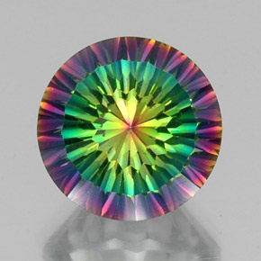 9.96 ct Multicolor Mystic Quartz Gemstone, Mystic Quartz Gem in Round Concave Cut Shape for Sale.