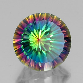 9.28 ct Multicolor Mystic Quartz Stone, Natural Mystic Quartz in Round Concave Cut Shape for Sale