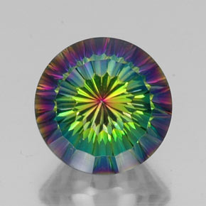 10.26 ct Multicolor Mystic Quartz Gemstone, Mystic Quartz Gem in Round Concave Cut Shape for Sale.